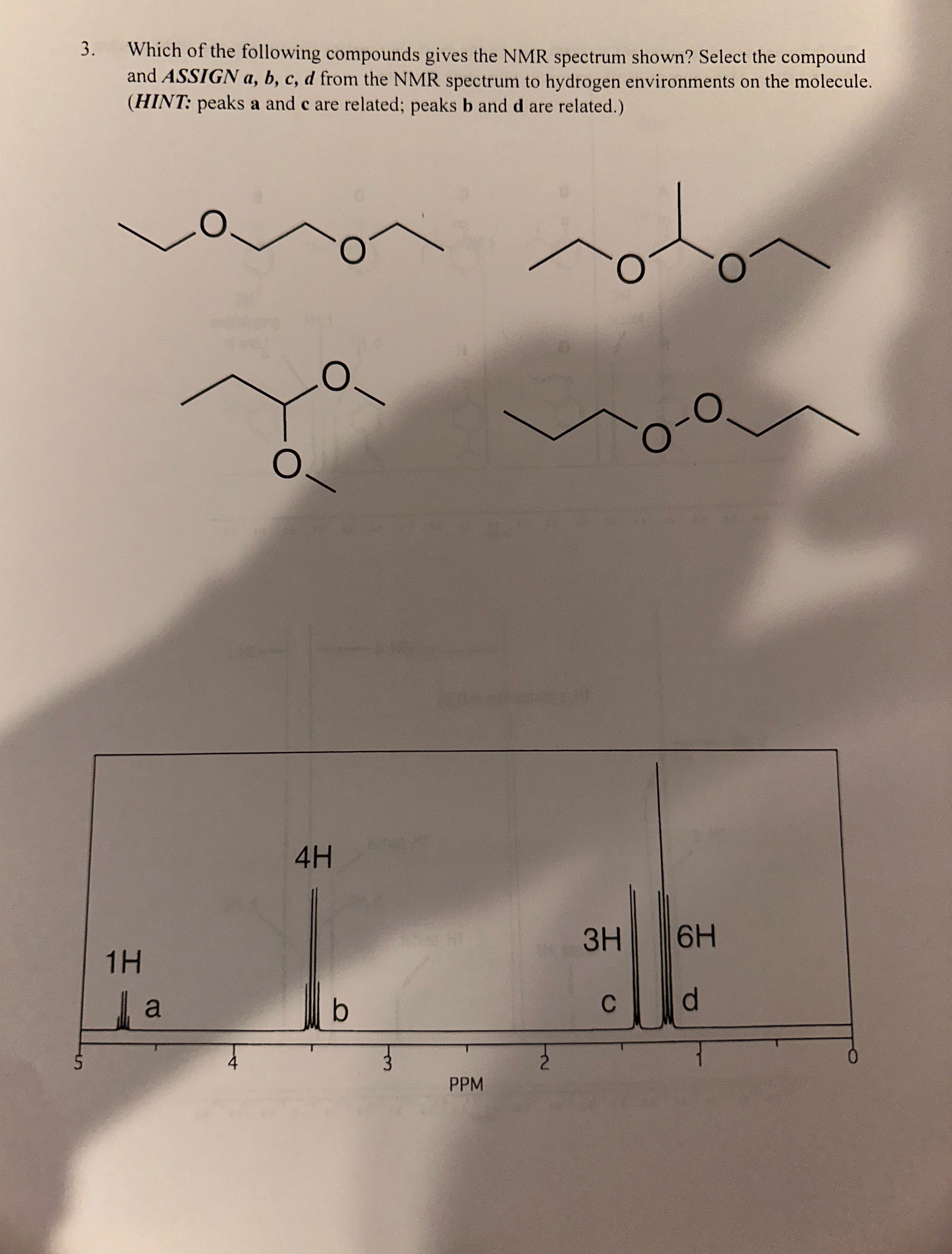 Solved Which of the following compounds gives the NMR | Chegg.com