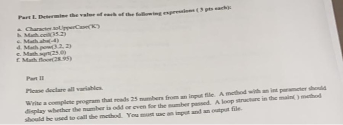 Solved Part L Determine The Value Of Each Of The Followin