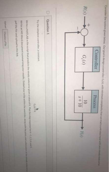 Solved Consider the system given below. Our goal is design a | Chegg.com