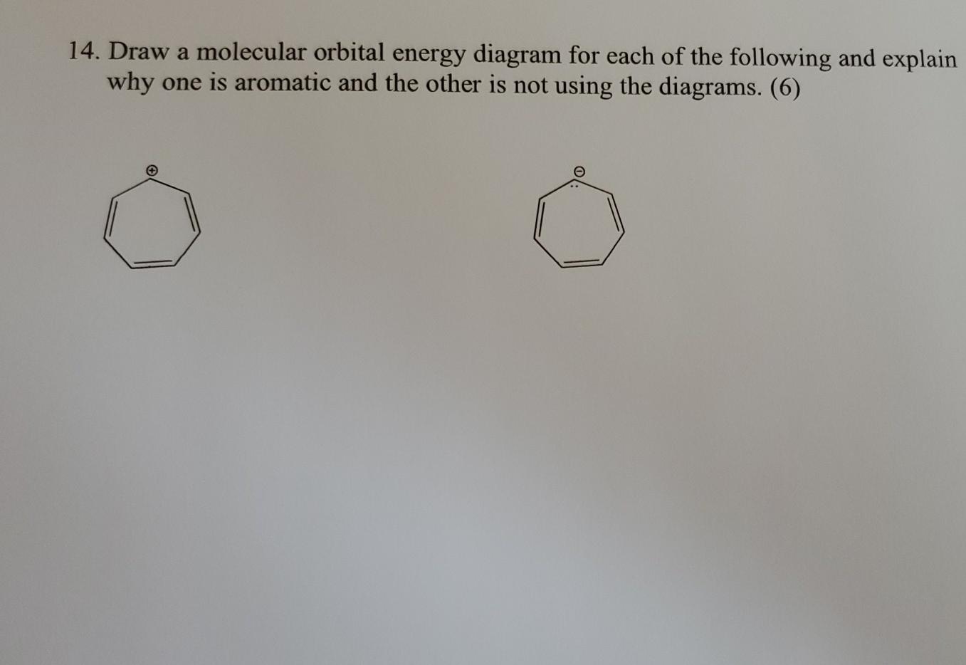 Solved 14. Draw a molecular orbital energy diagram for each | Chegg.com