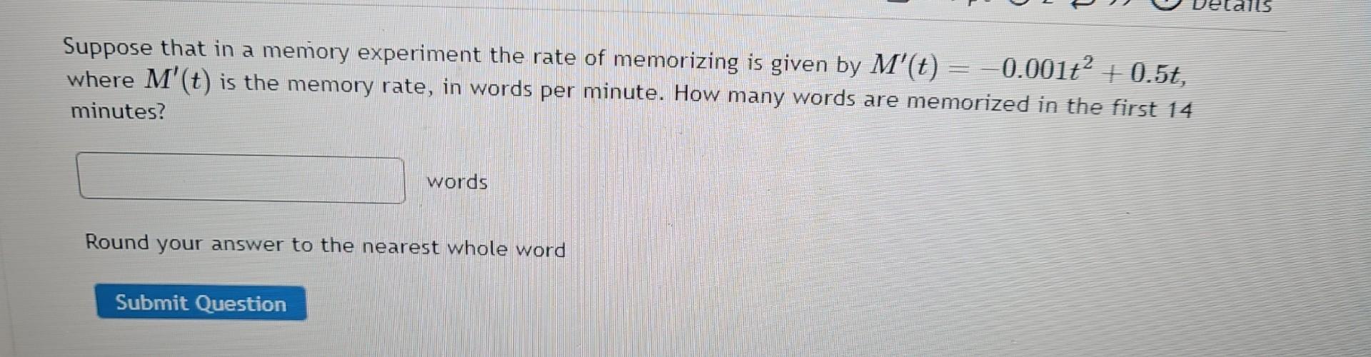 Solved Suppose That In A Memory Experiment The Rate Of | Chegg.com