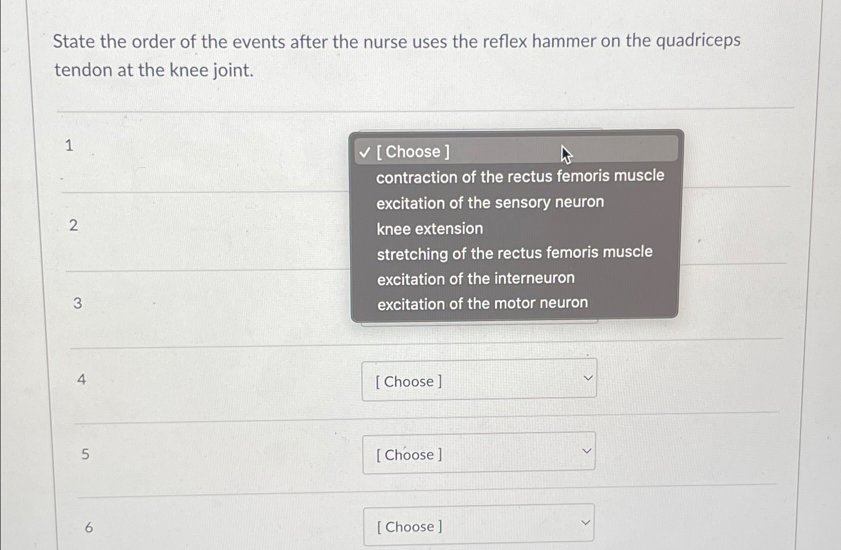 Solved State the order of the events after the nurse uses | Chegg.com