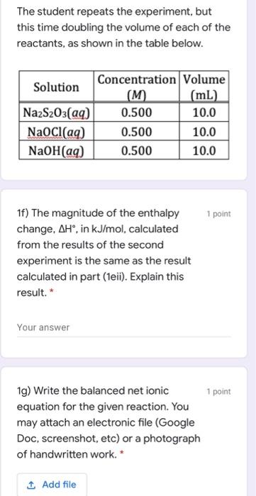 Solved A student performs an experiment to determine the | Chegg.com