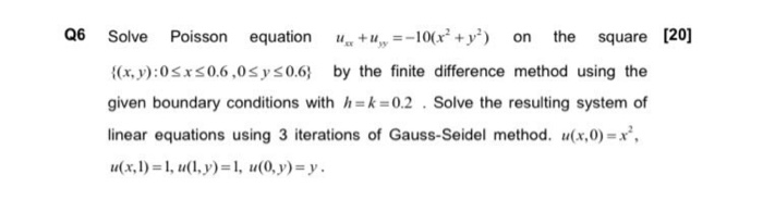 Solved on square (20) Q6 Solve Poisson equation 4. +4, | Chegg.com