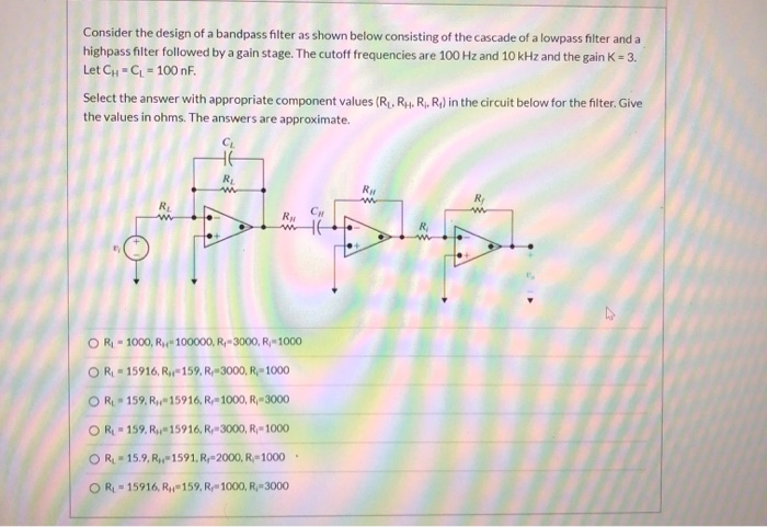 Solved Consider The Design Of A Bandpass Filter As Shown | Chegg.com