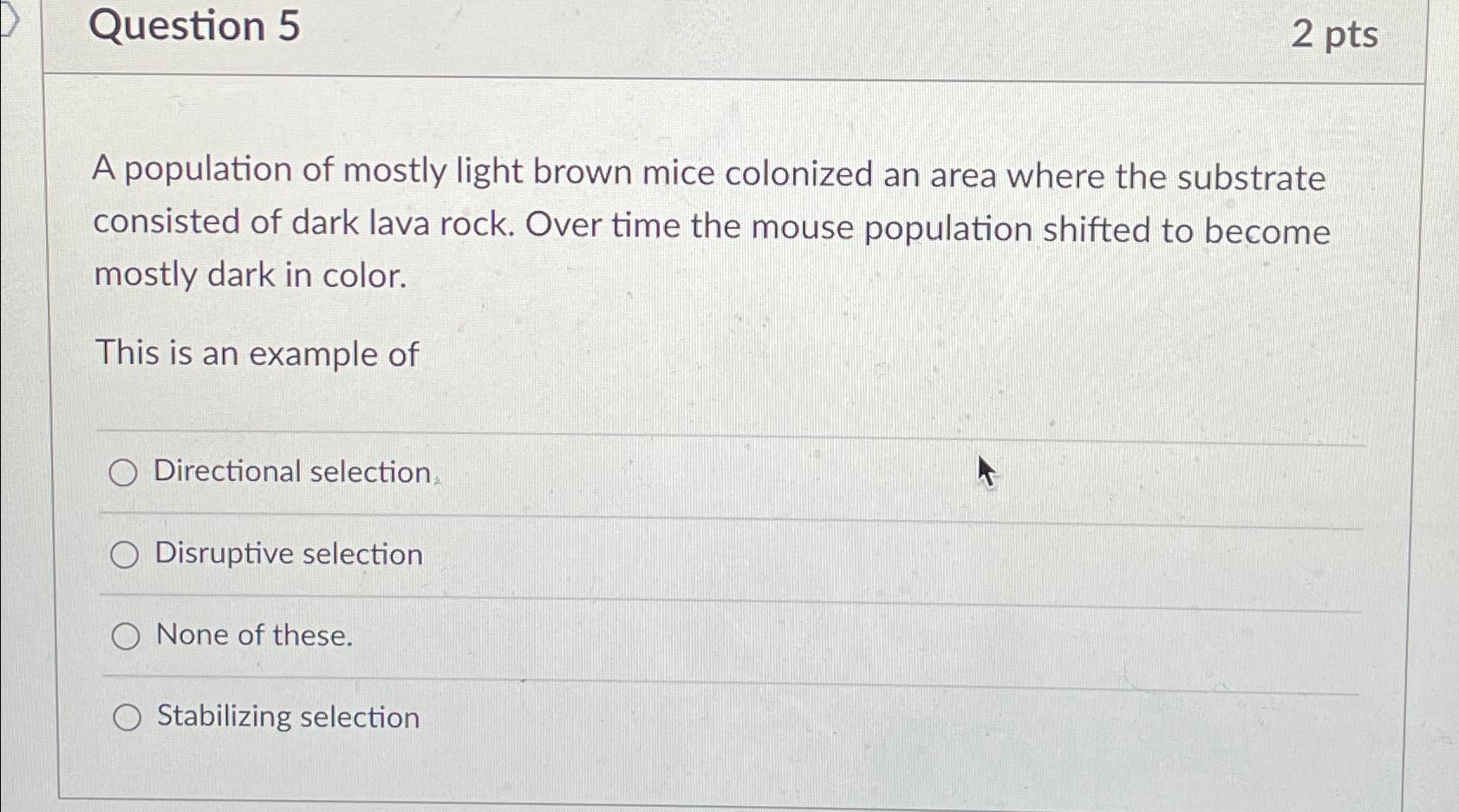Solved Question 52 ﻿ptsA population of mostly light brown | Chegg.com