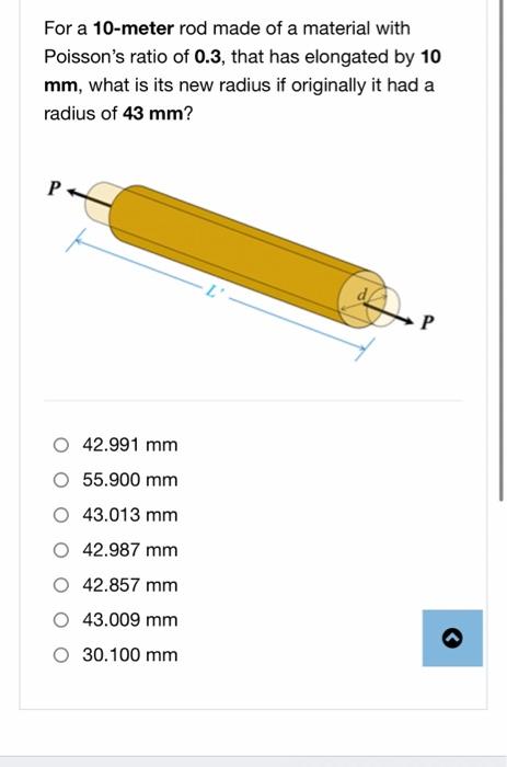 Solved For a 10-meter rod made of a material with Poisson's | Chegg.com