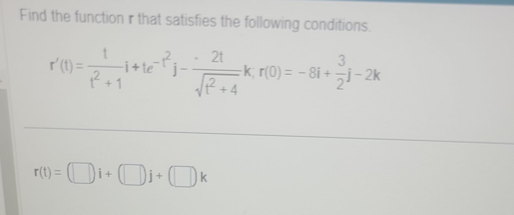 Solved Find the function r that satisfies the following | Chegg.com