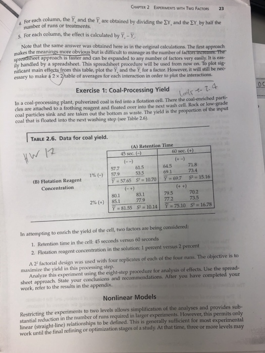Solved CHAPTER 2 EXPERIMENTS WITH Two FACTORS 23 for each | Chegg.com