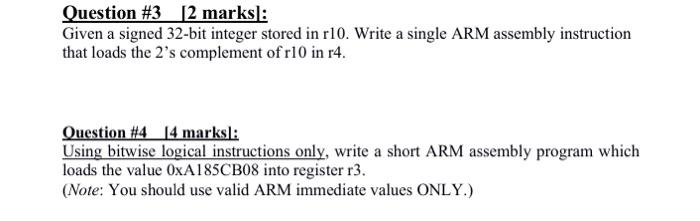 Solved Question #3 [2 marks: Given a signed 32-bit integer | Chegg.com