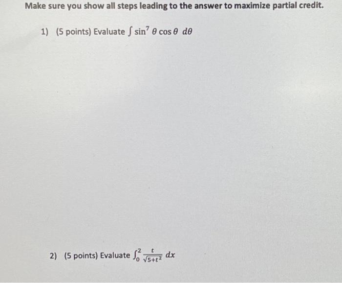 Solved Make sure you show all steps leading to the answer to | Chegg.com