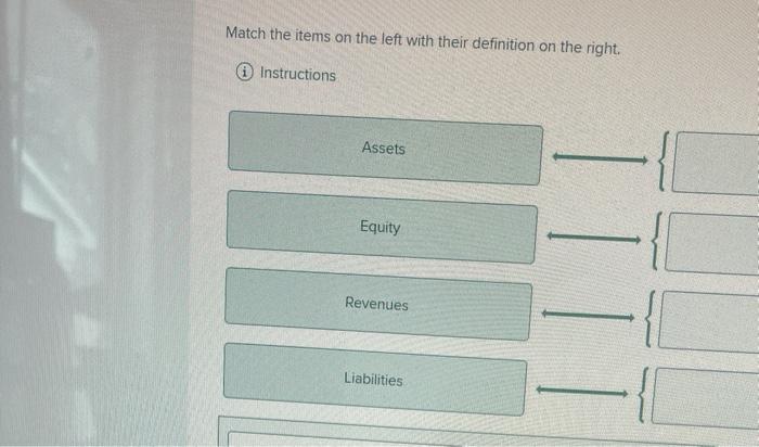 Solved Match the items on the left with their definition on | Chegg.com