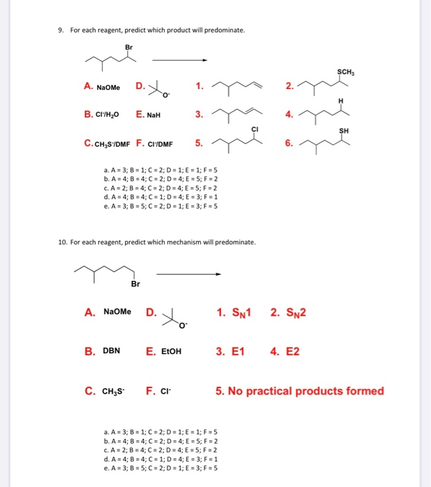 Solved 9 For Each Reagent Predict Which Product Will Pr Chegg Com