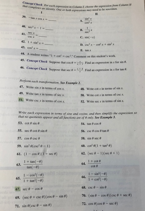 Solved Concept Check For each expression in mat completes an | Chegg.com