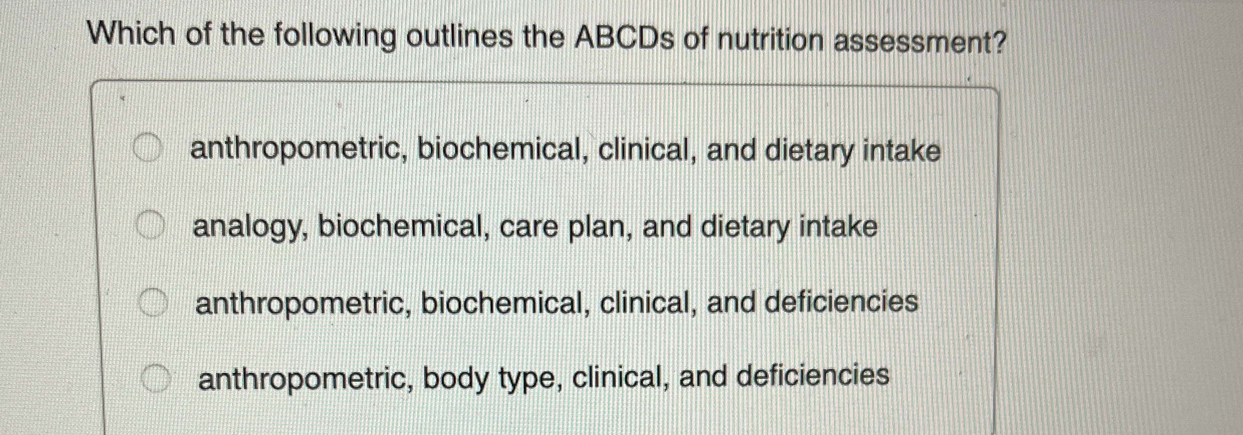Solved Which of the following outlines the ABCDs of
