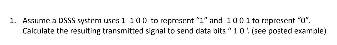 Solved 1. Assume a DSSS system uses 1100 to represent 