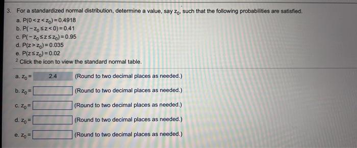 Solved 3. For A Standardized Normal Distribution, Determine | Chegg.com