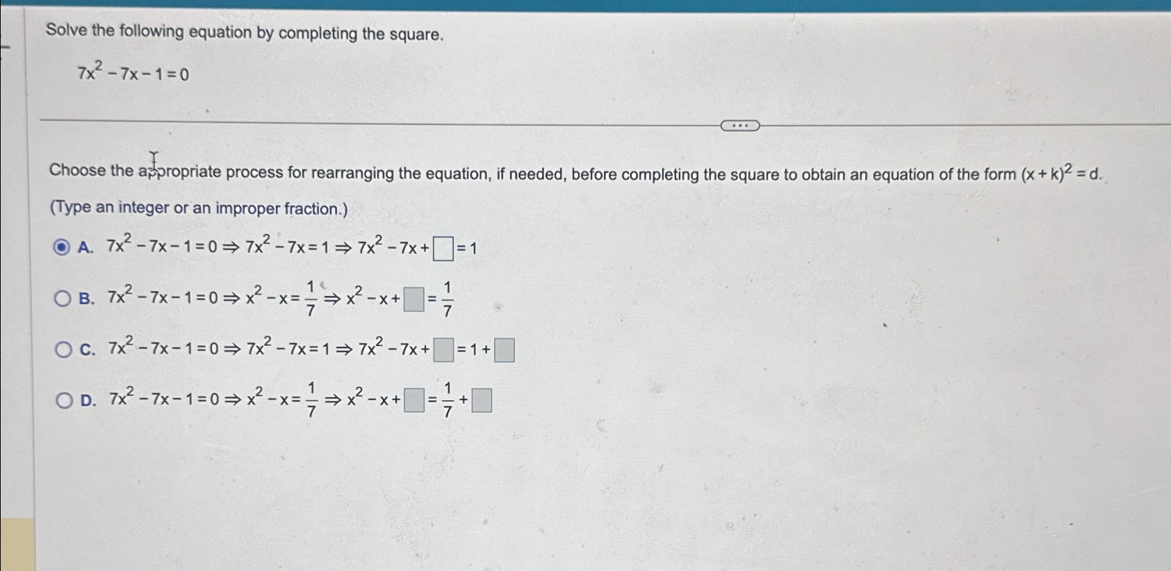 Solved Solve the following equation by completing the | Chegg.com