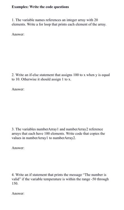 Solved Examples: Fix the error questions 1. Look at the code | Chegg.com