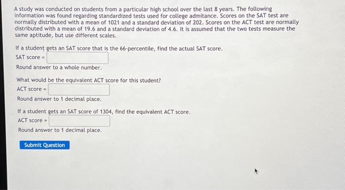 Solved A study was conducted on students from a particular | Chegg.com