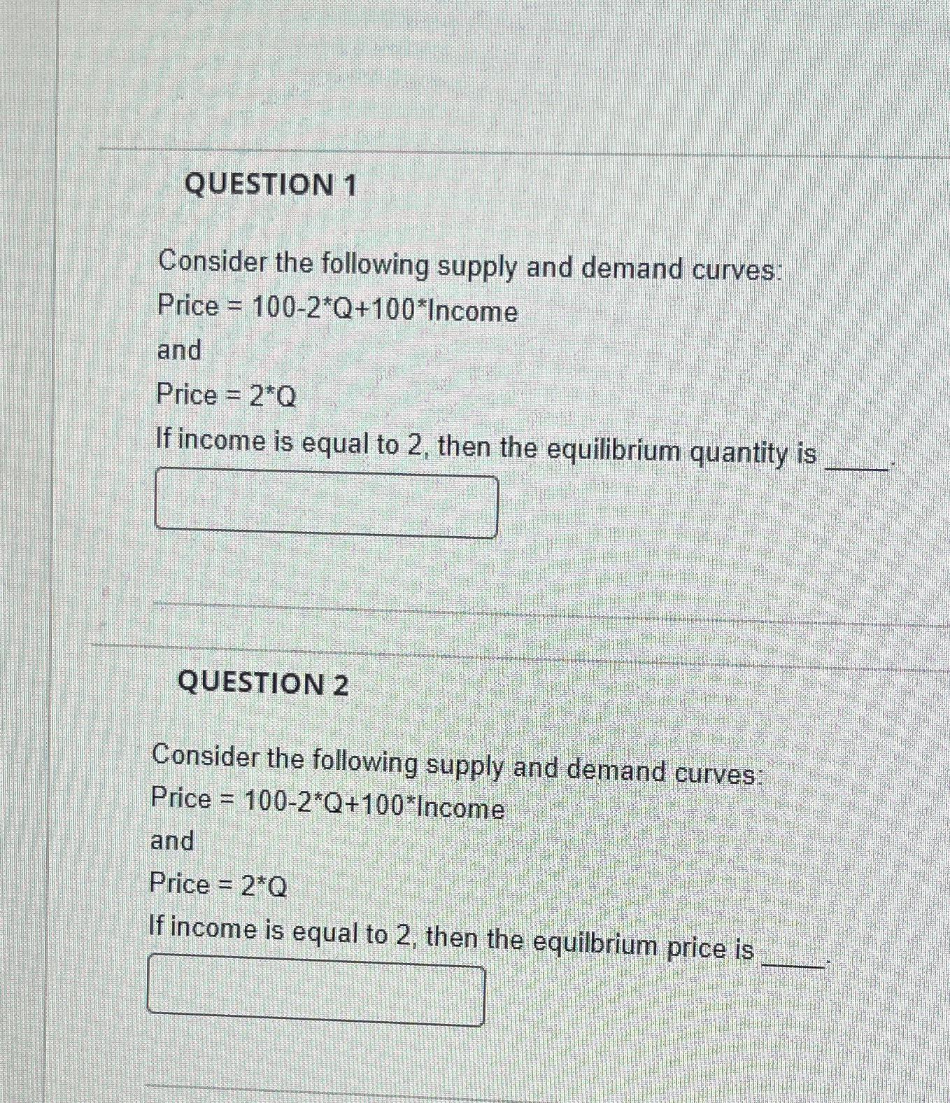 Solved QUESTION 1Consider The Following Supply And Demand | Chegg.com