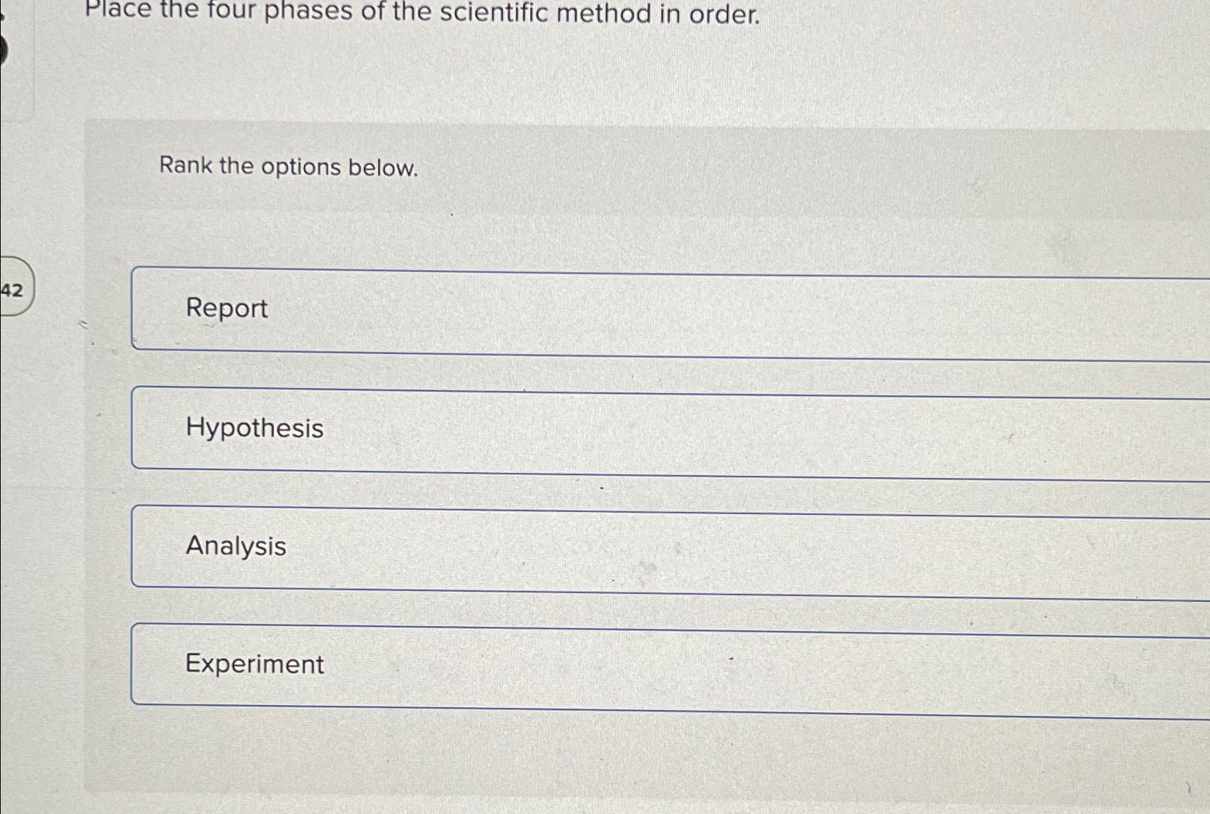 Solved Place the four phases of the scientific method in | Chegg.com