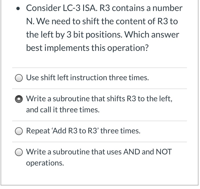 Solved • Consider LC-3 ISA. R3 contains a number N. We need | Chegg.com