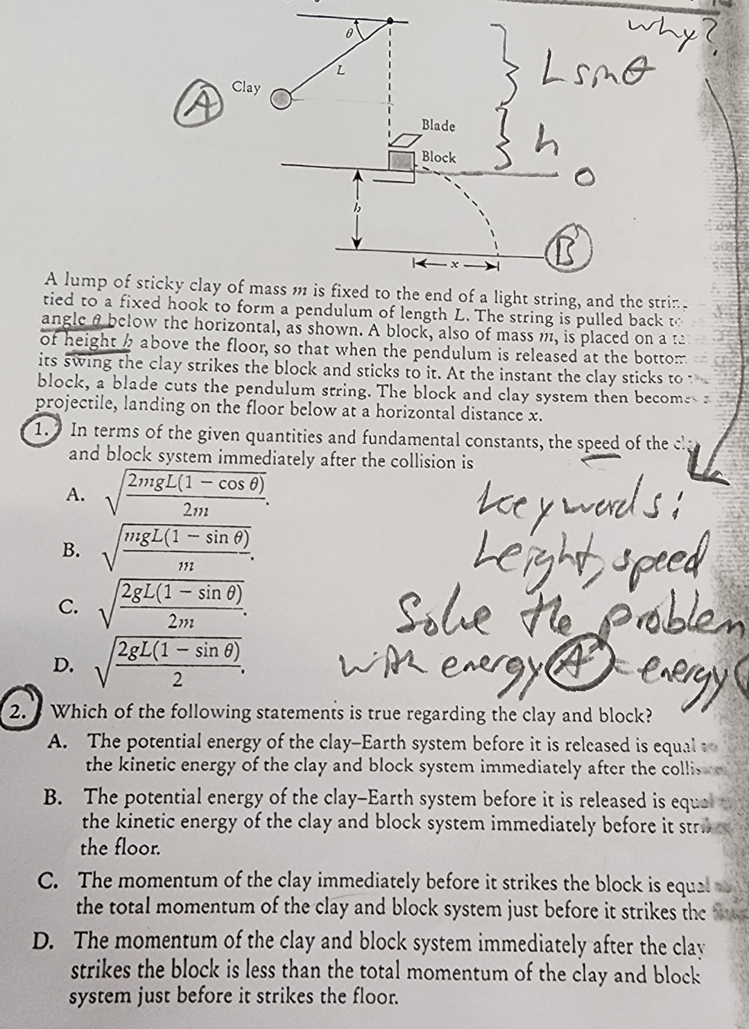 Solved A lump of sticky clay of mass m is fixed to the end | Chegg.com