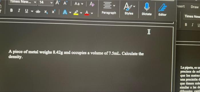 Times New... V 14 ♥ A Ř | Aav | Po Aav AO B IV al X 1 av 2. Av nsert Draw 3 Paragraph Styles Dictate Editor Times New BIU od