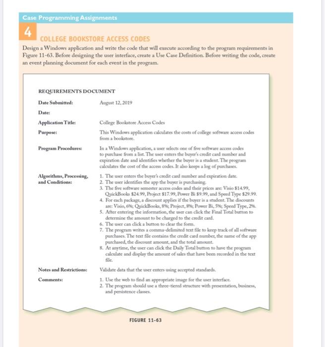 Solved Case Programming Assignments 4 COLLEGE BOOKSTORE | Chegg.com