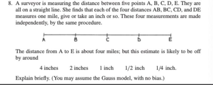 Solved 3. A surveyor is measuring the distance between five | Chegg.com