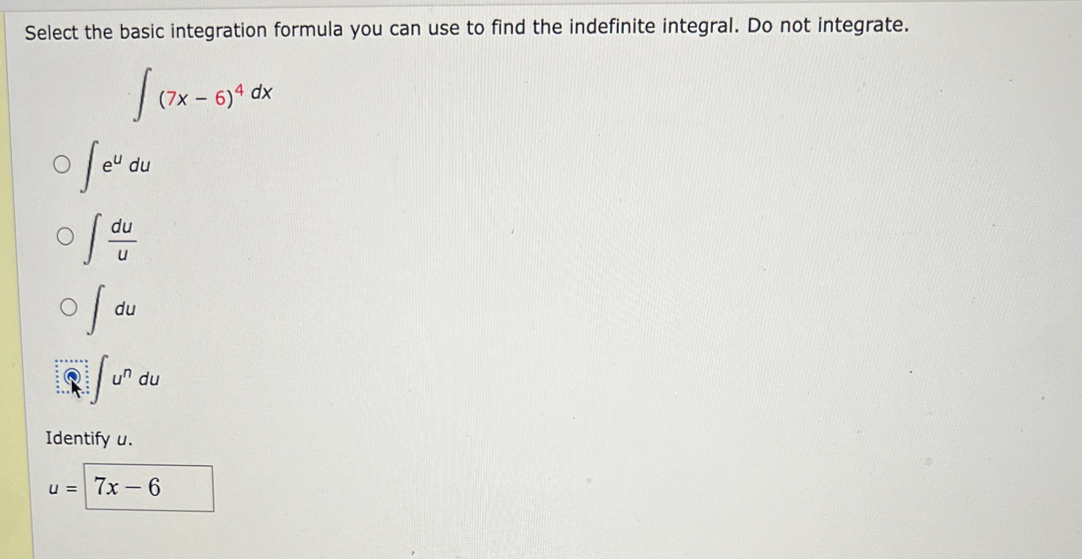 Solved Select the basic integration formula you can use to | Chegg.com
