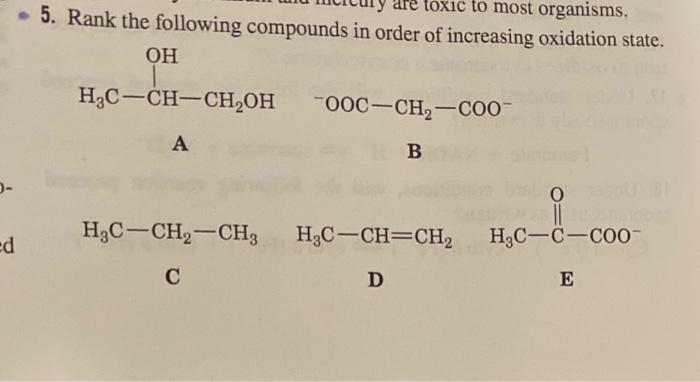 Solved 5. Rank the following compounds in order of | Chegg.com