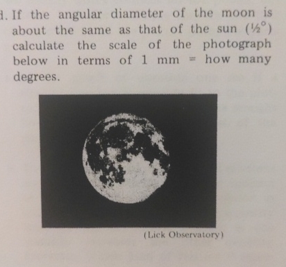 Solved If the angular diameter of the moon is about the same | Chegg.com