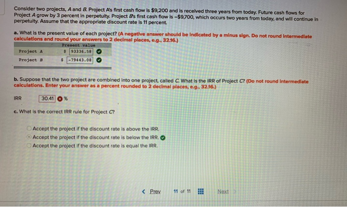 Solved Consider two projects, A and 8. Project A's first | Chegg.com
