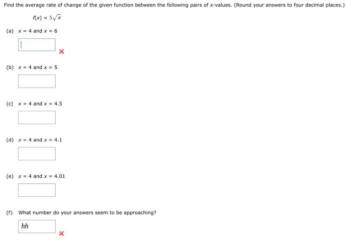 Solved Find the average rate of change of the given function | Chegg.com