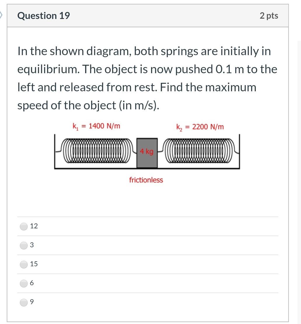 Solved Question 19 2 Pts In The Shown Diagram, Both Springs | Chegg.com