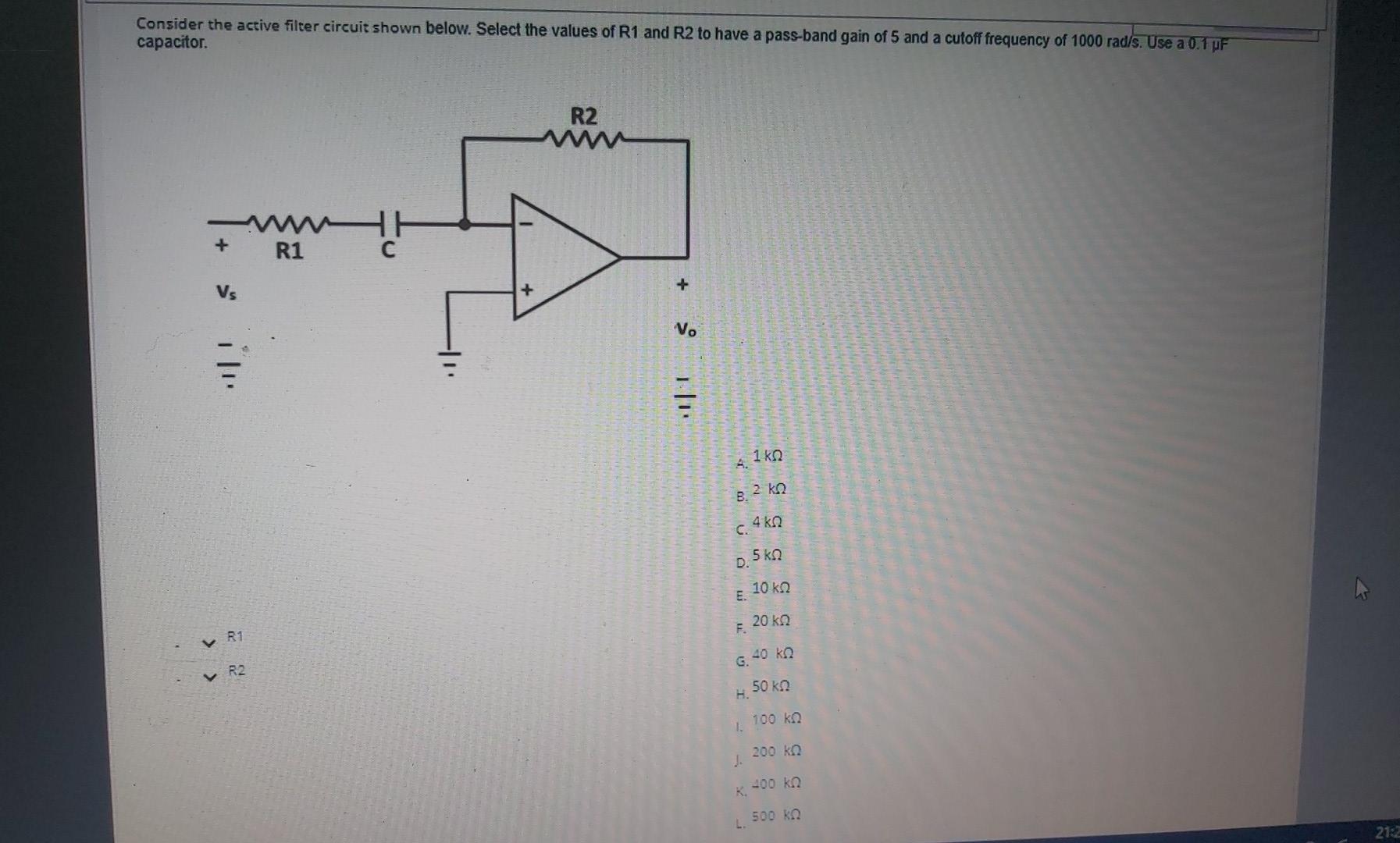 Solved Consider the active filter circuit shown below. | Chegg.com