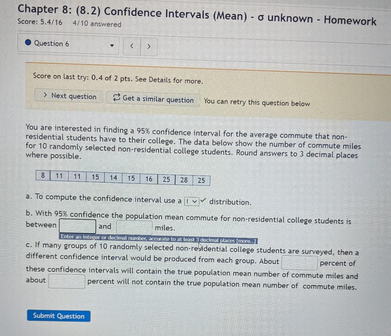 Solved Chapter 8: (8.2) Confidence Intervals (Mean) - o | Chegg.com
