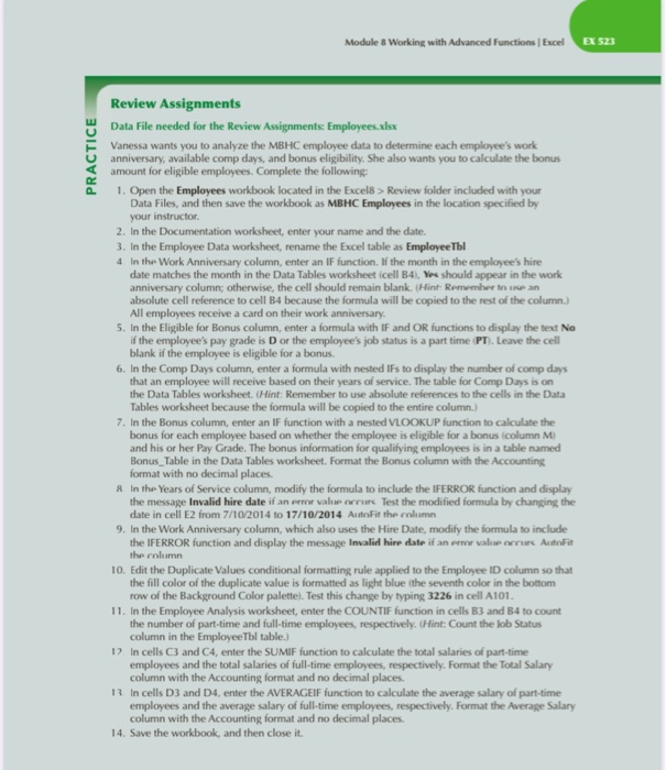module 2 assignment - advanced excel - module - 2 -... Module & Working with Advanced Functions | Excel EX | Chegg.com