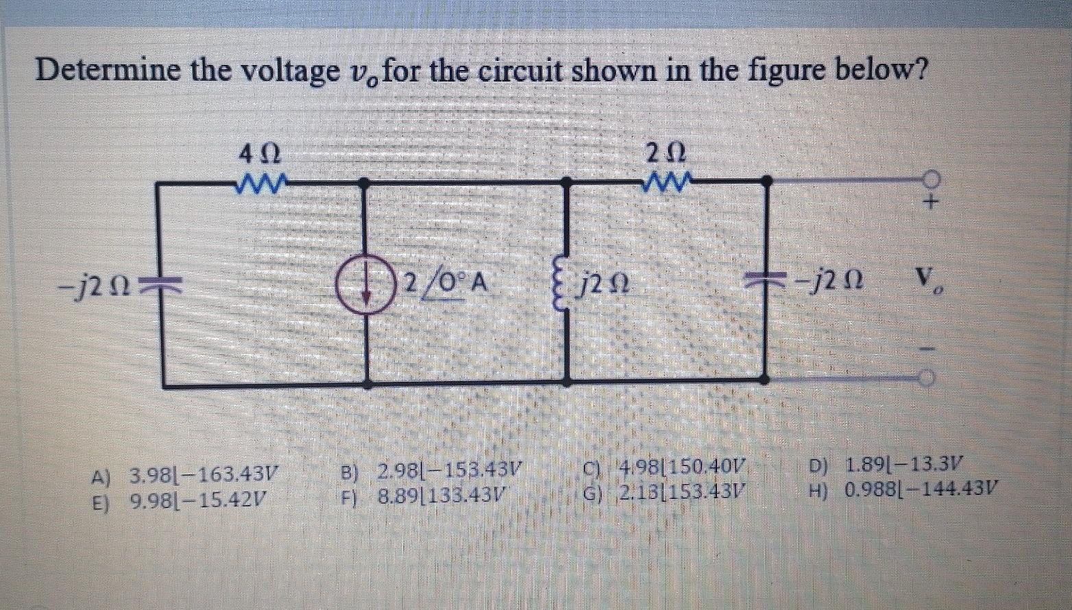 Solved Determine the voltage v, for the circuit shown in the | Chegg.com