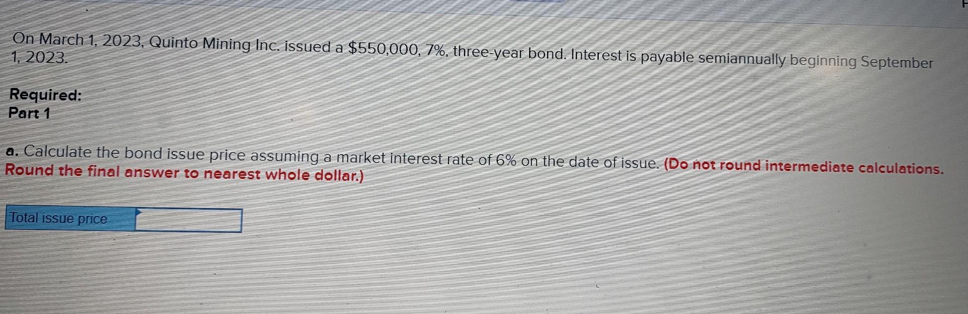 Solved On March 1, 2023, Quinto Mining Inc. issued a | Chegg.com