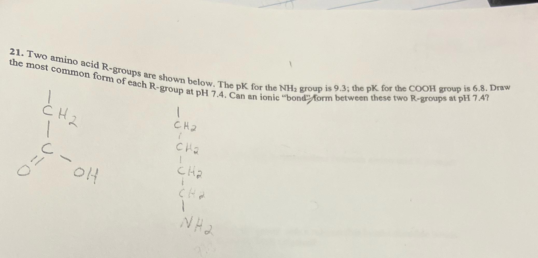 Solved Two amino acid Rgroups are shown below. The pK ﻿for