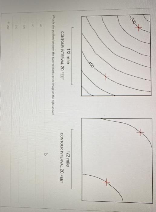 Solved -500-* - 400 1/2 Mile CONTOUR INTERVAL 20 FEET 1/2 | Chegg.com