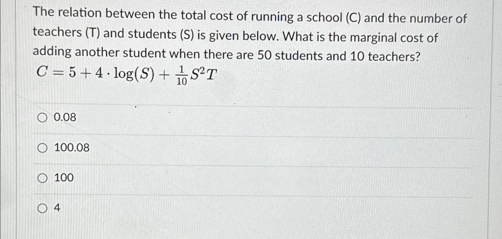 Solved The relation between the total cost of running a | Chegg.com