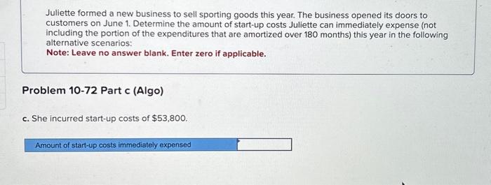 Solved Juliette formed a new business to sell sporting goods | Chegg.com