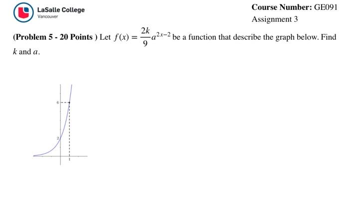 Solved (Problem 5 - 20 Points ) Let F(x)=92ka2x−2 Be A | Chegg.com