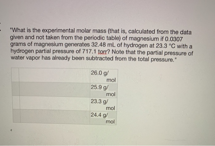 experimental molar mass meaning