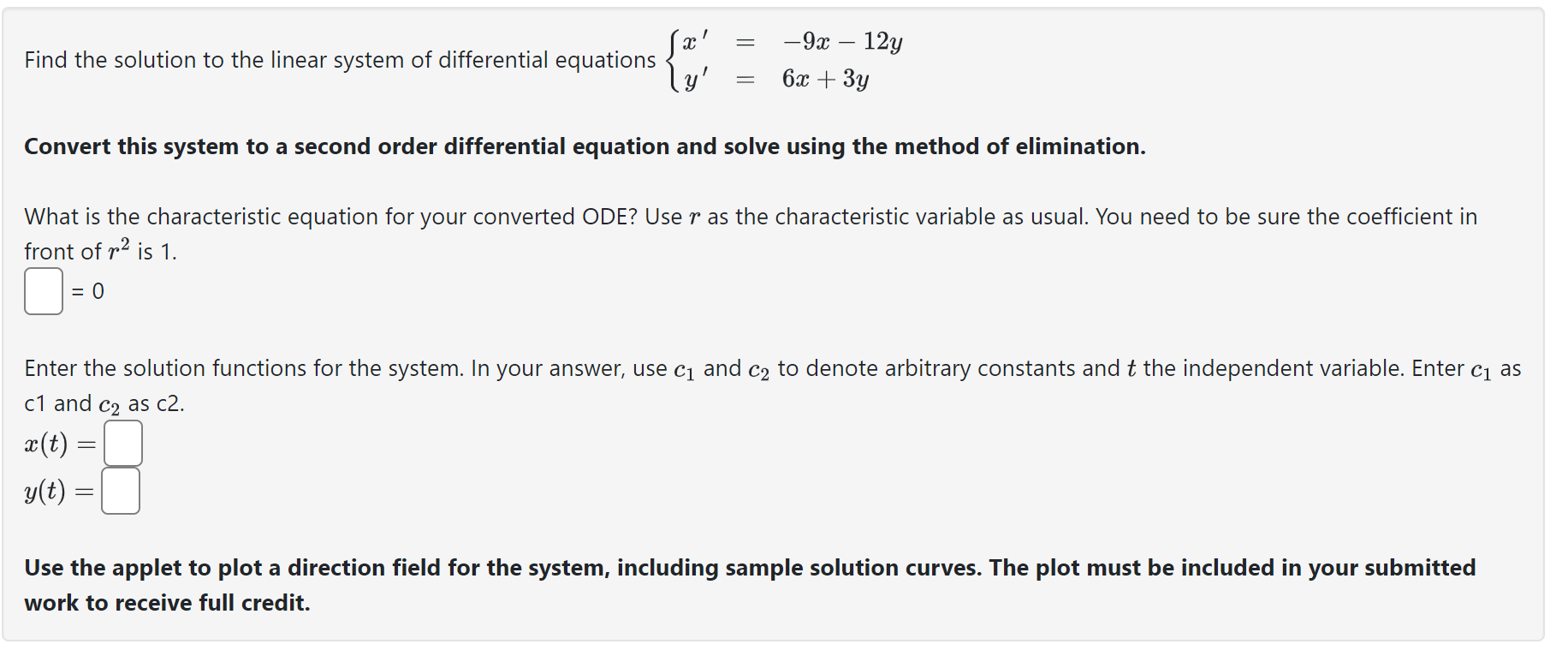 Solved Consider the system of differential | Chegg.com