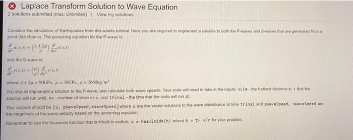 Laplace Transform Solution to Wave Equation 2 | Chegg.com